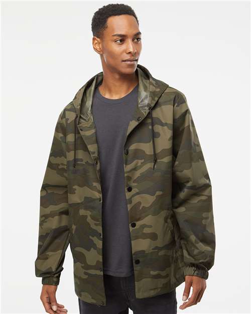 Men's Water-Resistant Hooded Windbreaker - Forest Camo