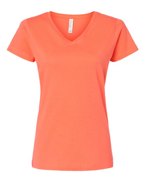 Women's Fine Jersey V-Neck Tee - Papaya