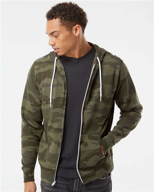 Unisex Lightweight Full-Zip Hooded Sweatshirt - Forest Camo