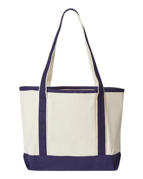 Promotional Heavyweight Medium Beach Tote - Natural/ Navy