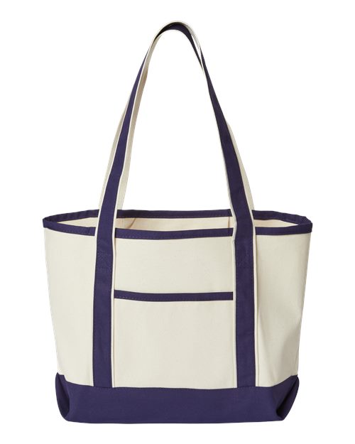 Promotional Heavyweight Medium Beach Tote - Natural/ Navy