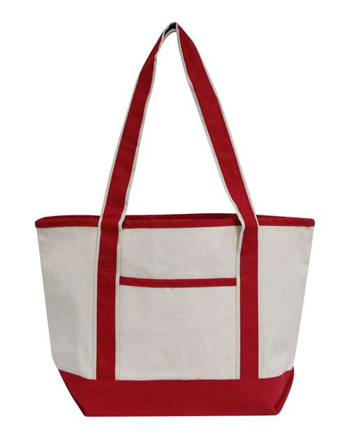 Promotional Heavyweight Medium Beach Tote - Natural/ Red