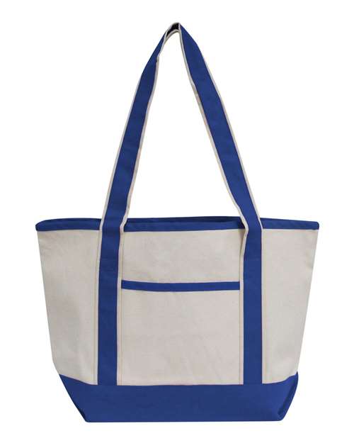 Promotional Heavyweight Medium Beach Tote - Natural/ Royal