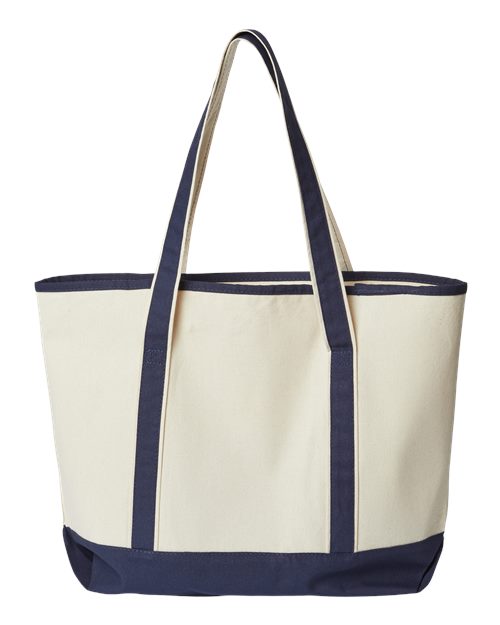 Promotional Heavyweight Large Beach Tote - Natural/ Navy