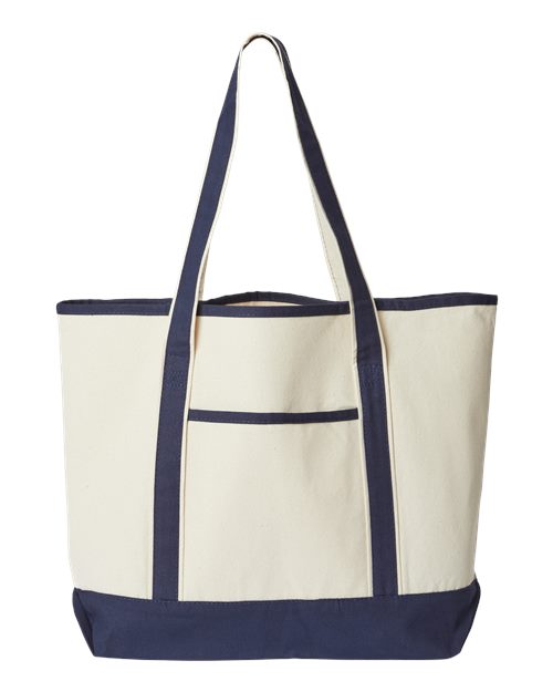 Promotional Heavyweight Large Beach Tote - Natural/ Navy