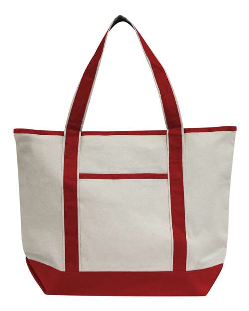 Promotional Heavyweight Large Beach Tote - Natural/ Red