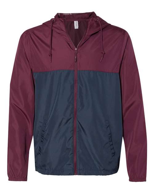Men's Lightweight Windbreaker Full-Zip Jacket - Maroon/ Classic Navy