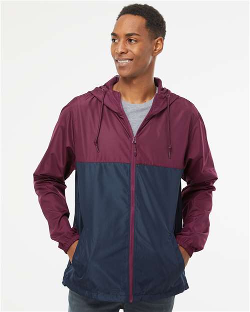 Men's Lightweight Windbreaker Full-Zip Jacket - Maroon/ Classic Navy