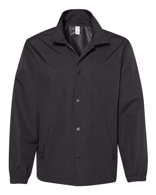 Men's Water-Resistant Windbreaker Coach’s Jacket - Black/ Black