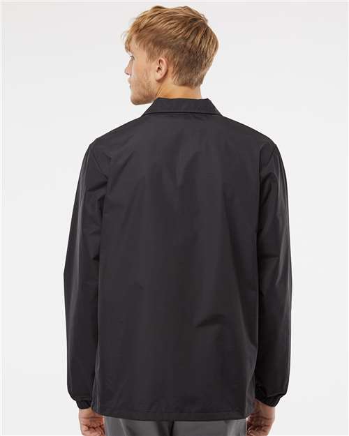 Men's Water-Resistant Windbreaker Coach’s Jacket - Black/ Black