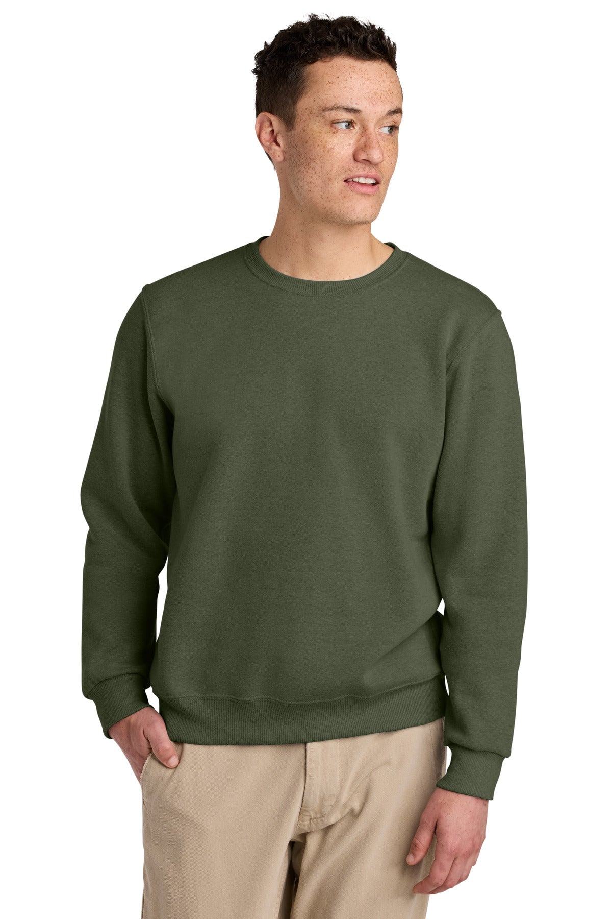 Jerzees Eco Premium Blend Crewneck Sweatshirt - Military Green Heather