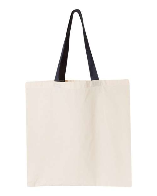 Contrast-Color Handle Tote - Natural/ Navy