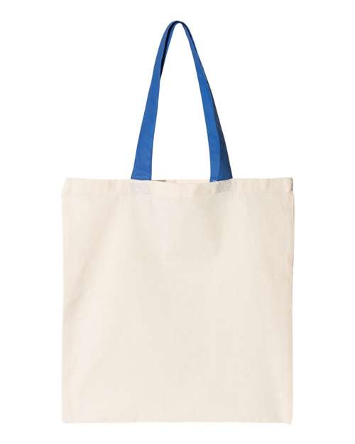 Contrast-Color Handle Tote - Natural/ Royal