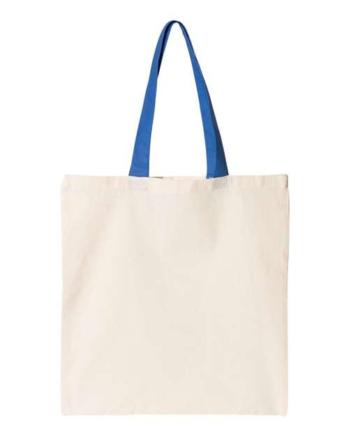 Contrast-Color Handle Tote - Natural/ Royal