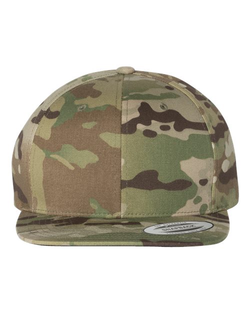 Premium Flat Bill Snapback Cap - Multicam Green
