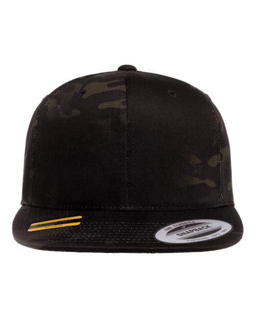 Premium Flat Bill Snapback Cap - Multicam Black