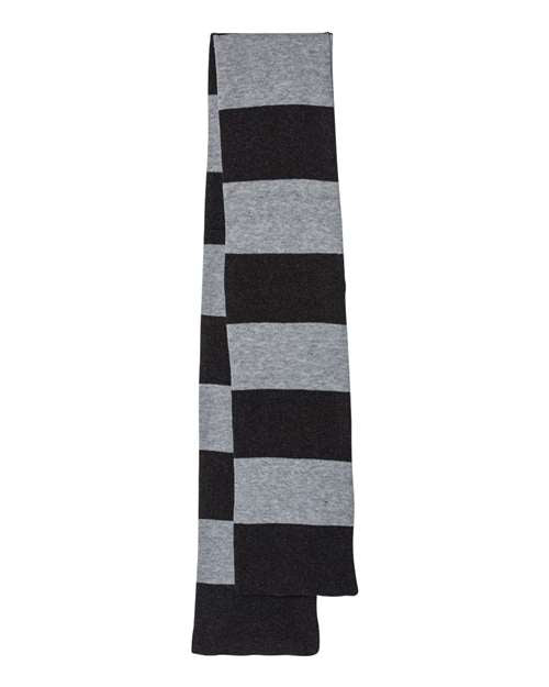 Rugby-Striped Knit Scarf - Heather Black/ Heather Grey
