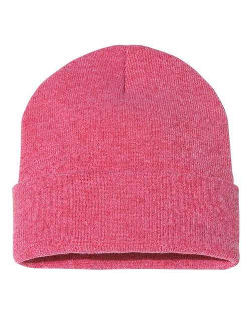 12" Solid Cuffed Beanie - Heather Red