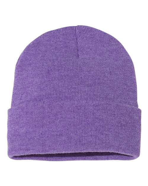 12" Solid Cuffed Beanie - Heather Purple