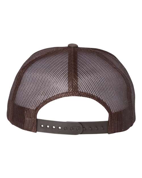 Classic Five-Panel Trucker Cap - Brown/ White/ Brown