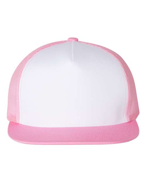 Classic Five-Panel Trucker Cap - Pink/ White/ Pink