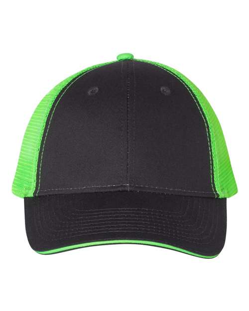 Sandwich Trucker Cap - Charcoal/ Neon Green