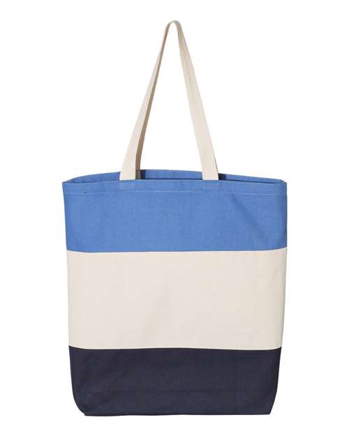 11L Tri-Color Tote - Navy/ Natural/ Carolina Blue