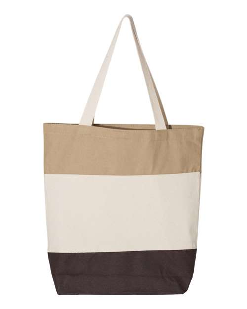 11L Tri-Color Tote - Chocolate/ Natural/ Khaki