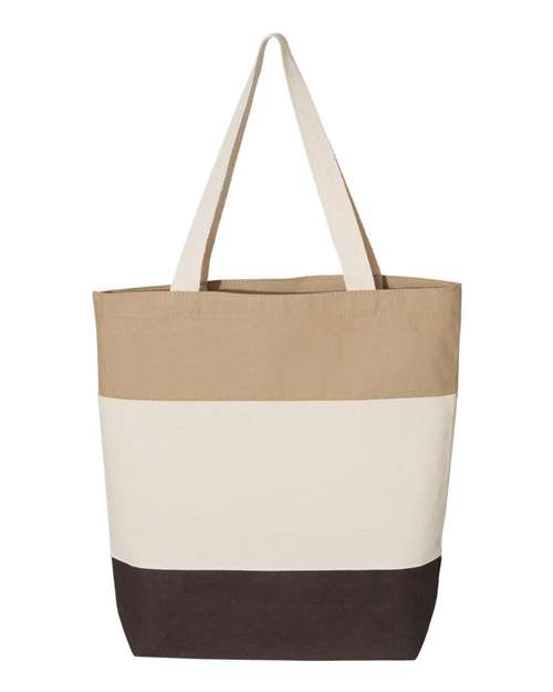 11L Tri-Color Tote - Chocolate/ Natural/ Khaki