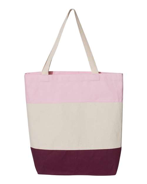 11L Tri-Color Tote - Maroon/ Natural/ Light Pink