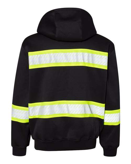 Men's EV Series® Enhanced Visibility Full-Zip Hooded Sweatshirt - Black/ Lime