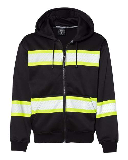 Men's EV Series® Enhanced Visibility Full-Zip Hooded Sweatshirt - Black/ Lime