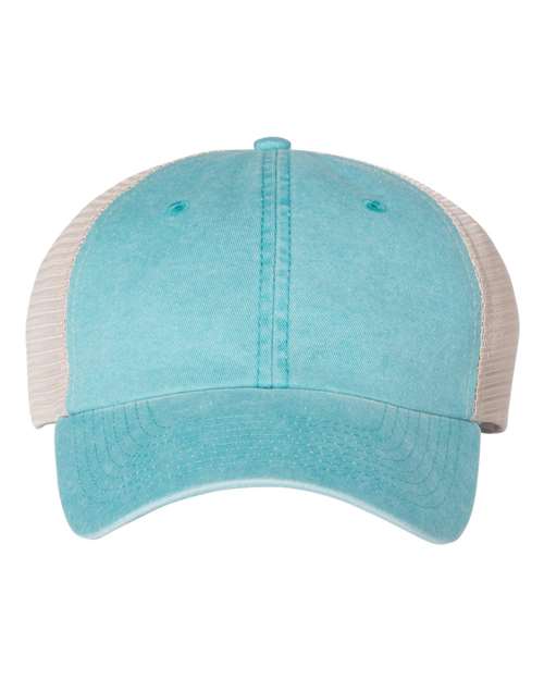 Pigment-Dyed Trucker Cap - Aqua/ Stone