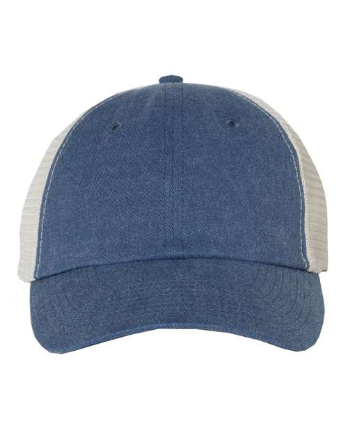 Pigment-Dyed Trucker Cap - Royal/ Stone