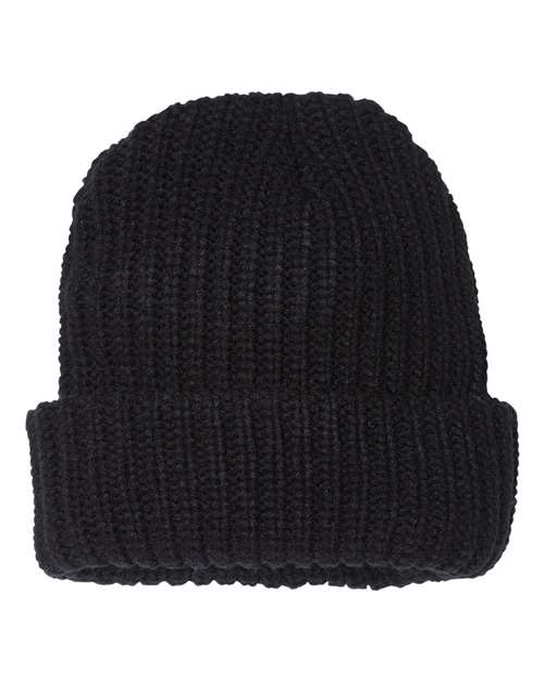 12" Chunky Cuffed Beanie - Black