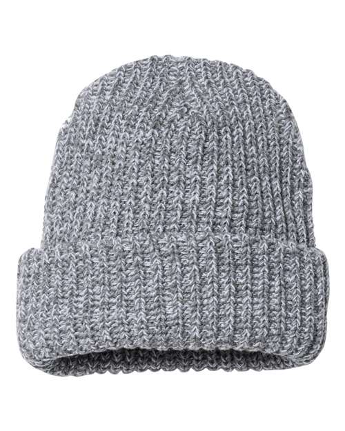 12" Chunky Cuffed Beanie - Grey/ White Speckled