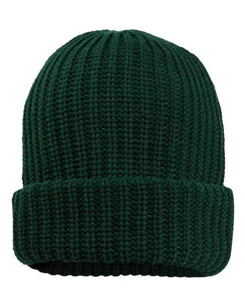 12" Chunky Cuffed Beanie - Forest Green