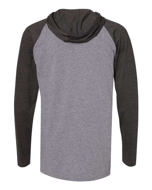 Men's Fine Jersey Hooded Long Sleeve Raglan T-Shirt - Granite Heather/ Vintage Smoke/ Black