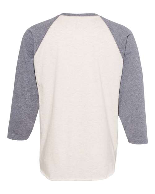 Men's Baseball Fine Jersey Three-Quarter Sleeve Tee - Natural Heather/ Granite Heather