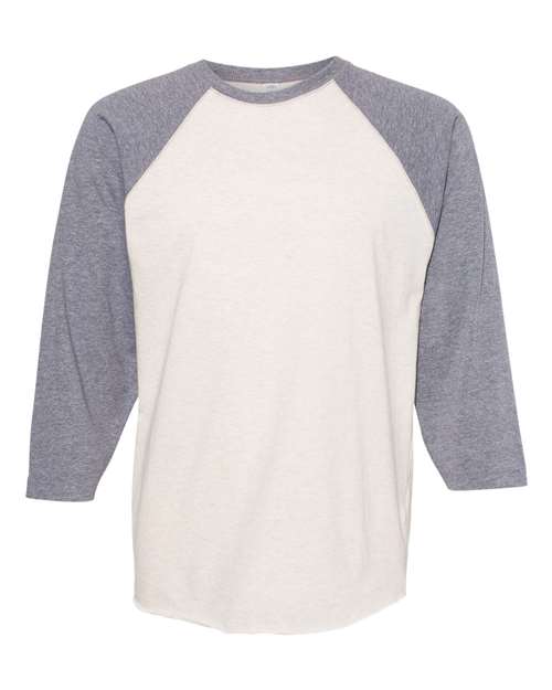 Men's Baseball Fine Jersey Three-Quarter Sleeve Tee - Natural Heather/ Granite Heather