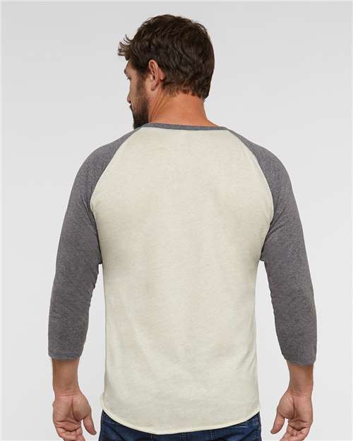 Men's Baseball Fine Jersey Three-Quarter Sleeve Tee - Natural Heather/ Granite Heather