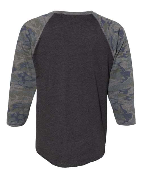 Men's Baseball Fine Jersey Three-Quarter Sleeve Tee - Vintage Smoke/ Vintage Camo