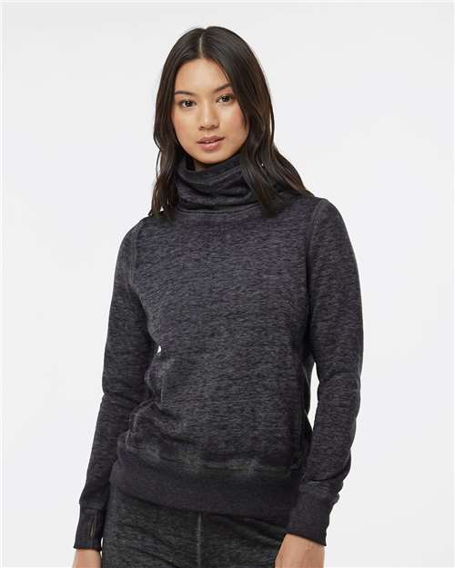 Women’s Zen Fleece Cowl Neck Sweatshirt - Twisted Black