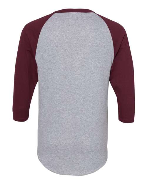 Unisex Three-Quarter Raglan Sleeve Baseball Jersey T-Shirt - Athletic Heather/ Maroon