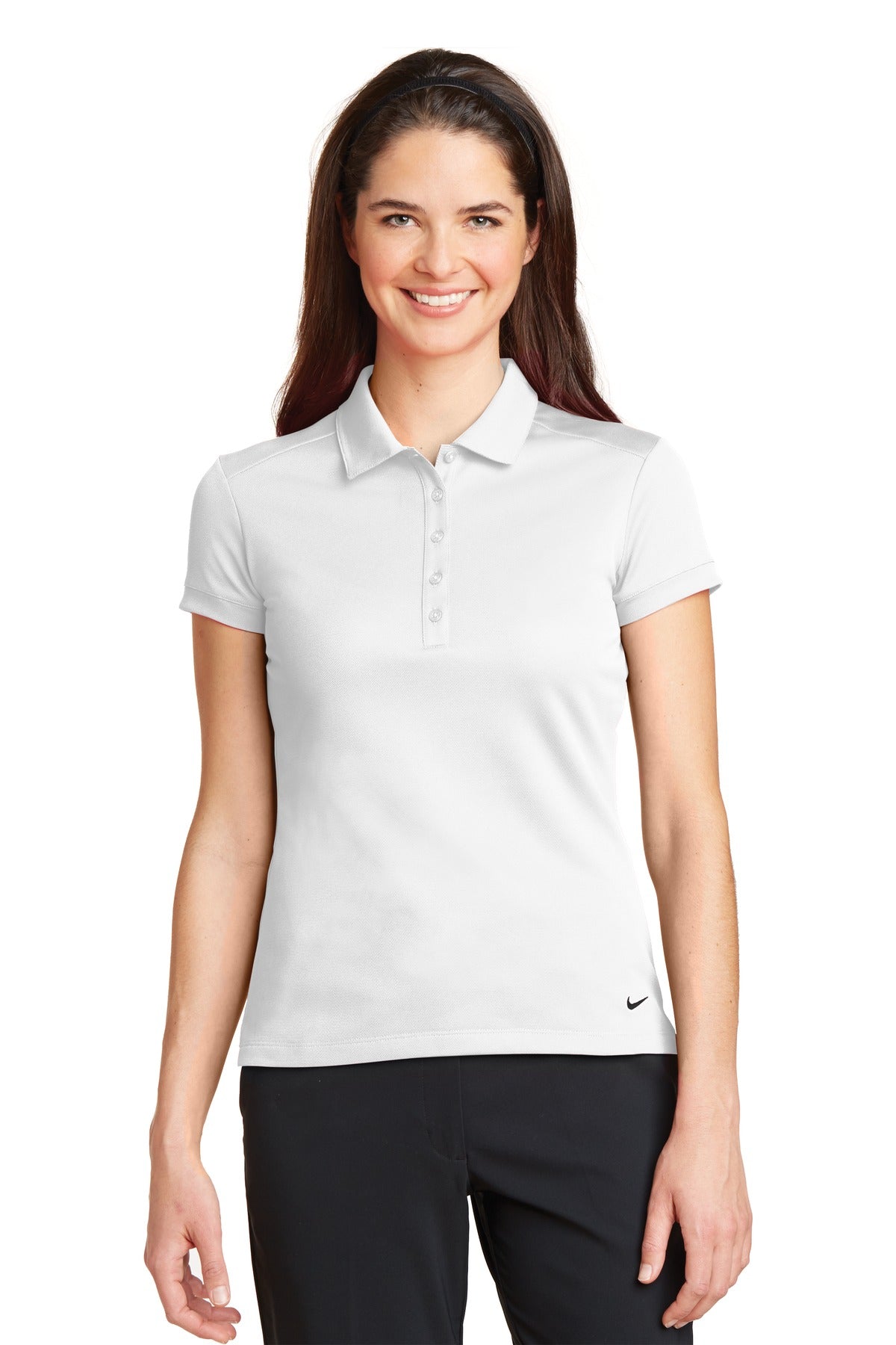 Nike Women's Dri-FIT Solid Icon Pique Modern Fit Polo - White