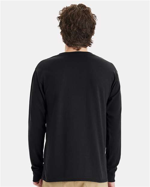Unisex Workwear Long Sleeve Pocket T-Shirt - Black