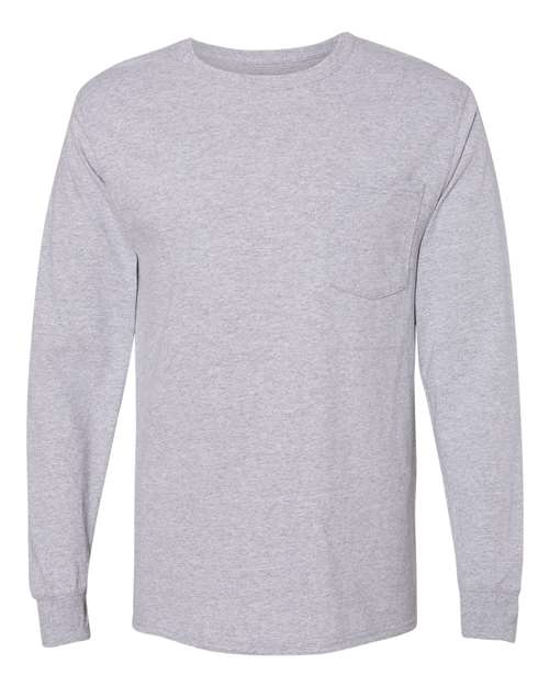 Unisex Workwear Long Sleeve Pocket T-Shirt - Light Steel