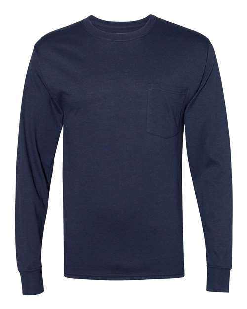 Unisex Workwear Long Sleeve Pocket T-Shirt - Navy