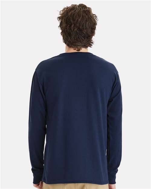 Unisex Workwear Long Sleeve Pocket T-Shirt - Navy