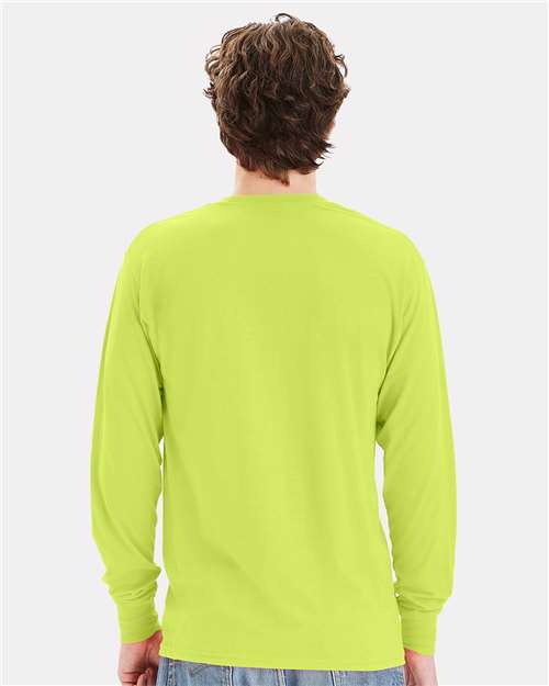 Unisex Workwear Long Sleeve Pocket T-Shirt - Safety Green